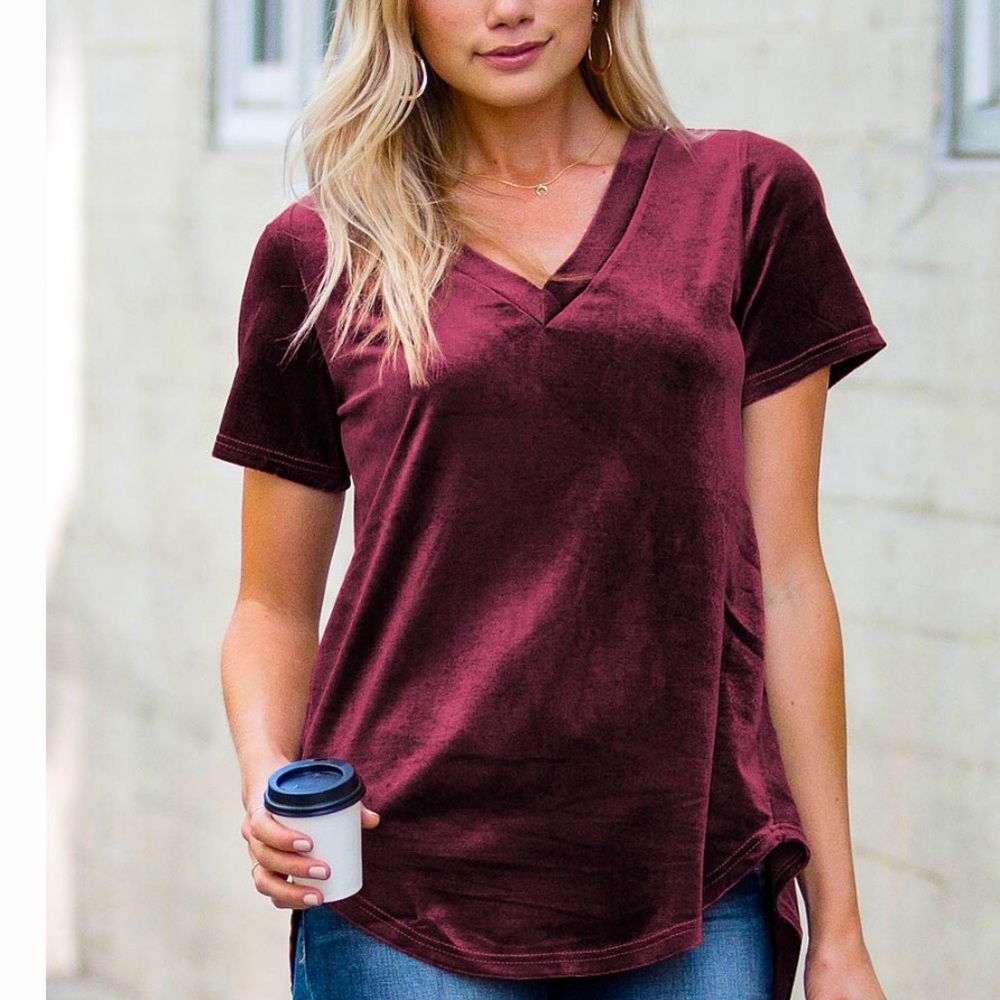 Amaryllis Velvet Hi-Low Shirt EUC